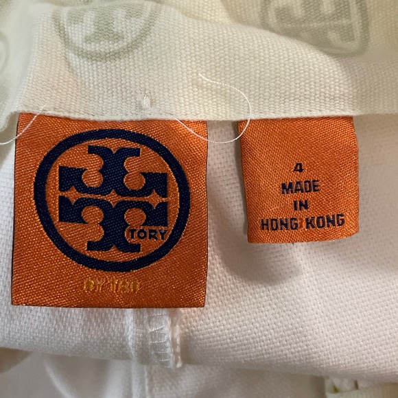 TORY BURCH Women's Zip Front Mid Rise Flared Leg Ankle Pants White Size 4 - Picture 6 of 9